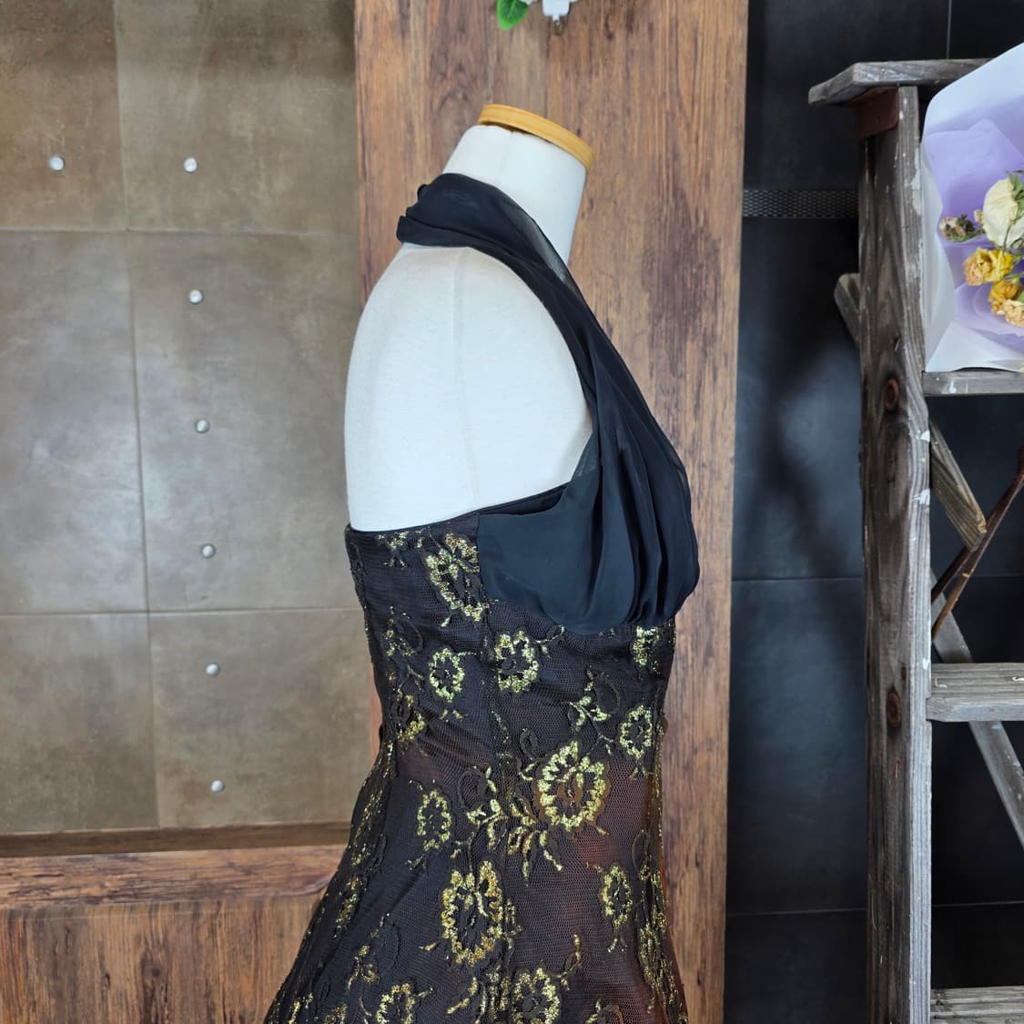 80's USA 홀터넥 홀리데이 원피스 상품이미지5