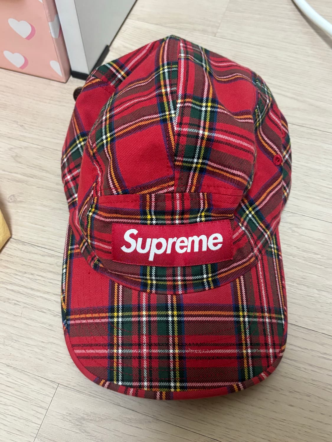 20FW 슈프림 타탄체크 캡 레드 상품이미지2
