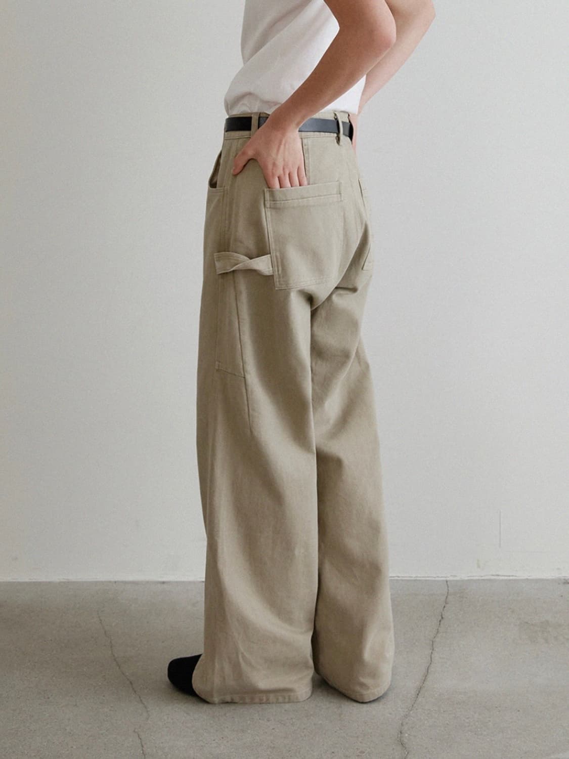 하네 - 커브드 킹크 카펜터 코튼 팬츠 상품이미지2