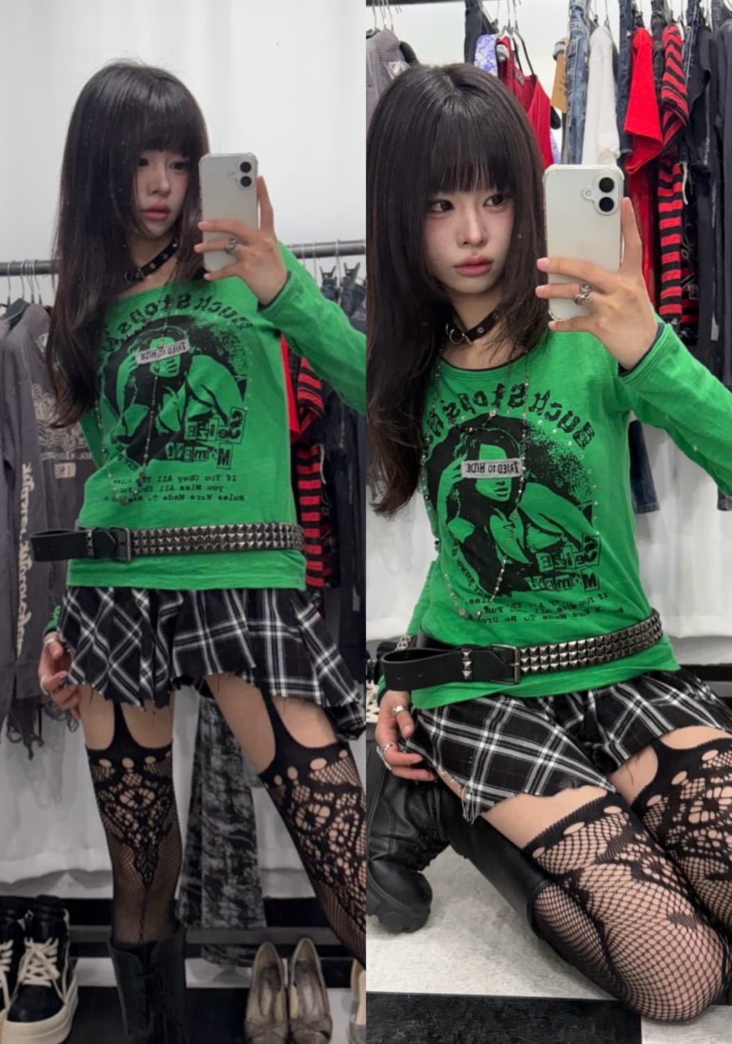 🎸그린 펑크 프린팅 롱슬리브🎸 상품이미지1