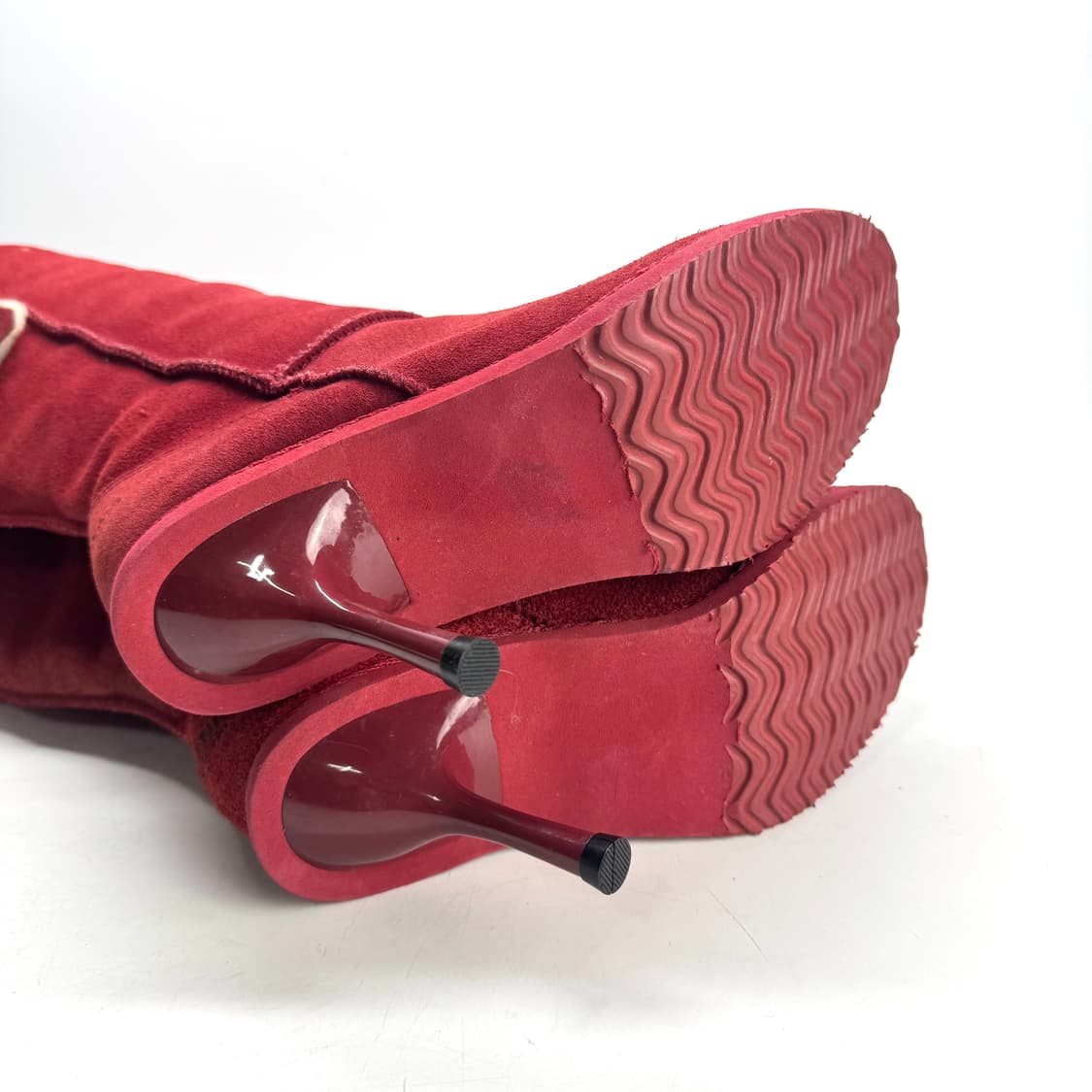 240)미네통카 레드 스웨이드 롱 어그부츠 힐 상품이미지6