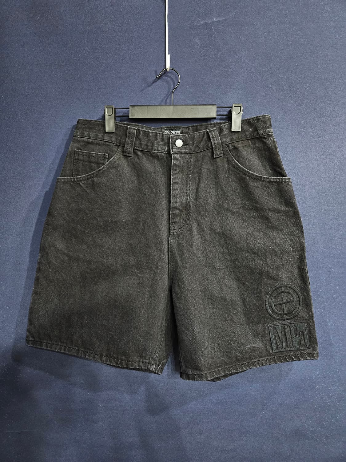 플라스틱 프로덕트 자수로고 블랙 남성 허리 32~33 데님 반바지 상품이미지1