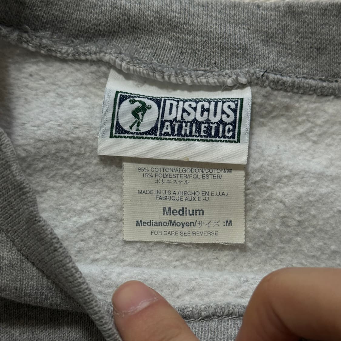90s USA DISCUS ATHLETIC grey sweatshirt 상품이미지7