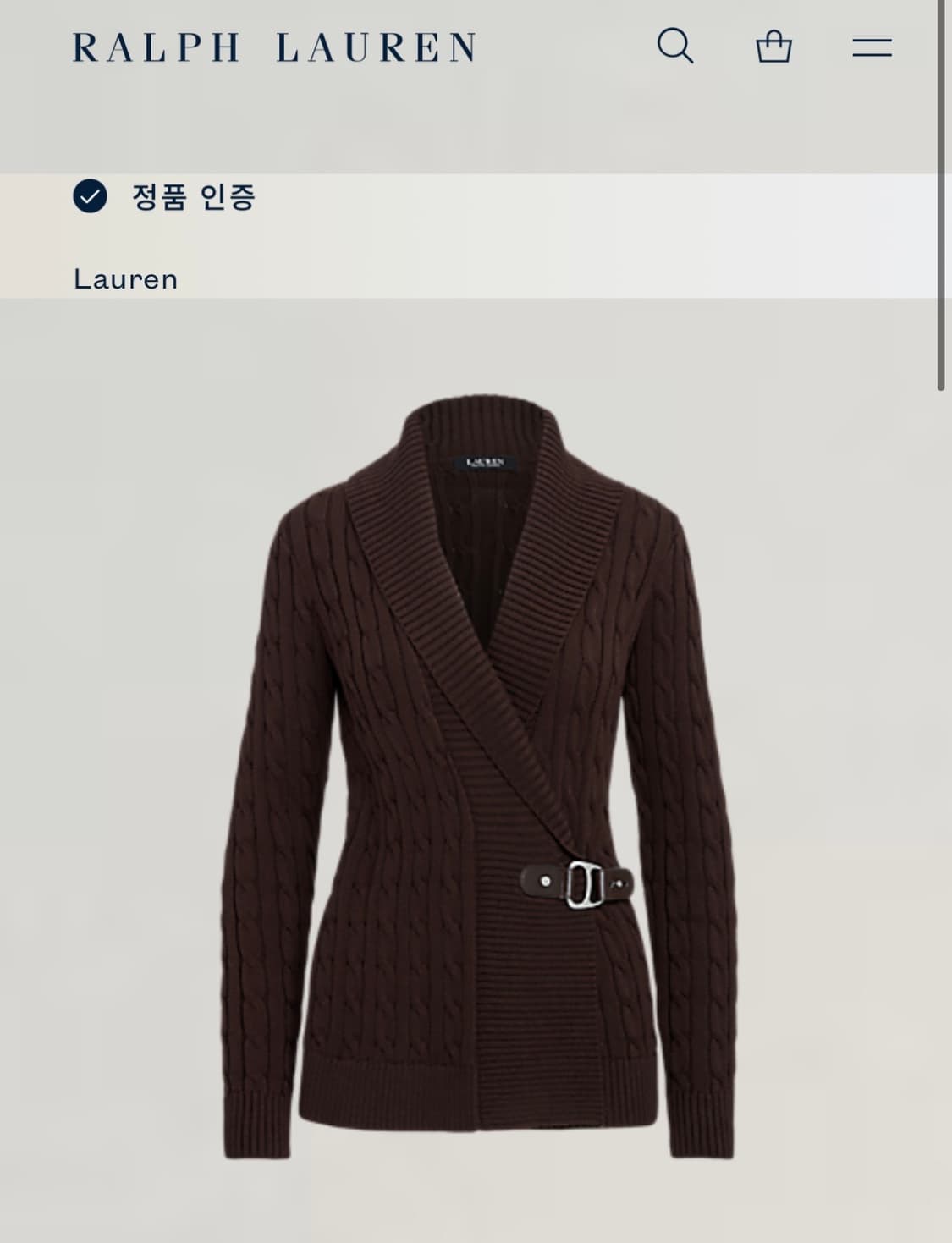 로렌 랄프로렌 - 버클 코튼 스웨터 브라운 S 상품이미지2