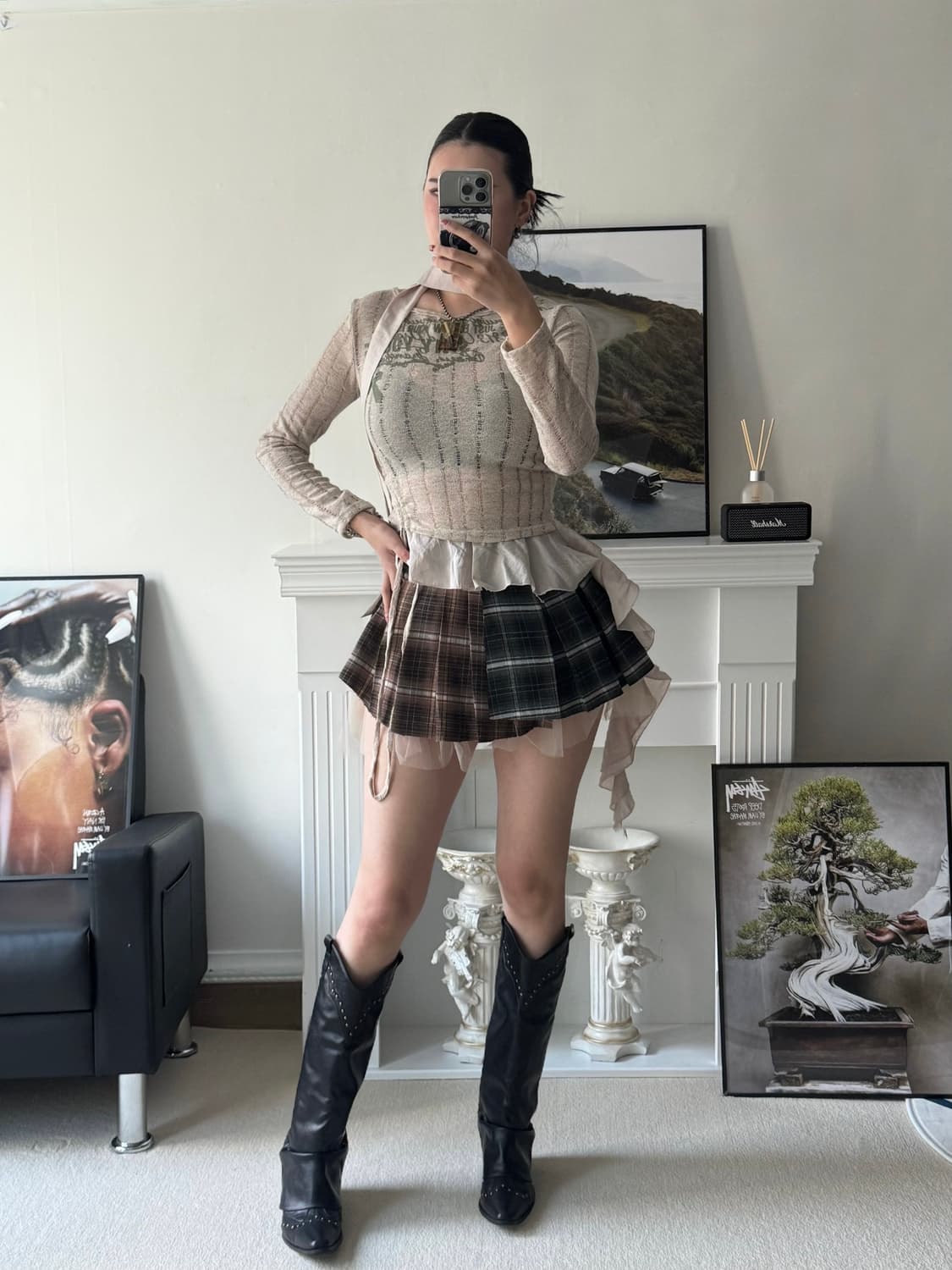 아이보리 체인 니트 빈티지무드 코디세트 상품이미지8