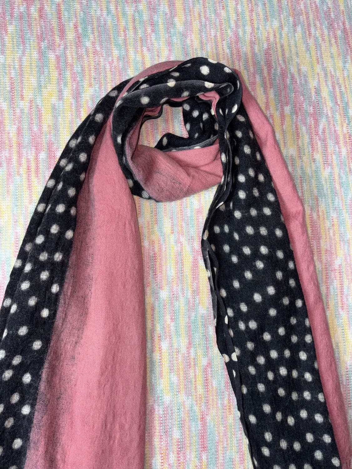 핑크 도트 포인트 울 머플러 상품이미지6