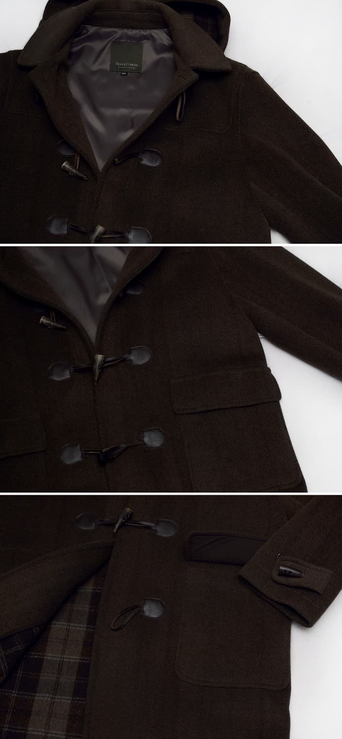 헨리코튼 오리지널 클래식 울헤링본 더플 코트 우드 그린 (105+) 상품이미지8