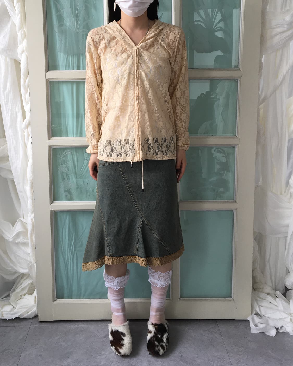 Lace hood zip up 상품이미지1