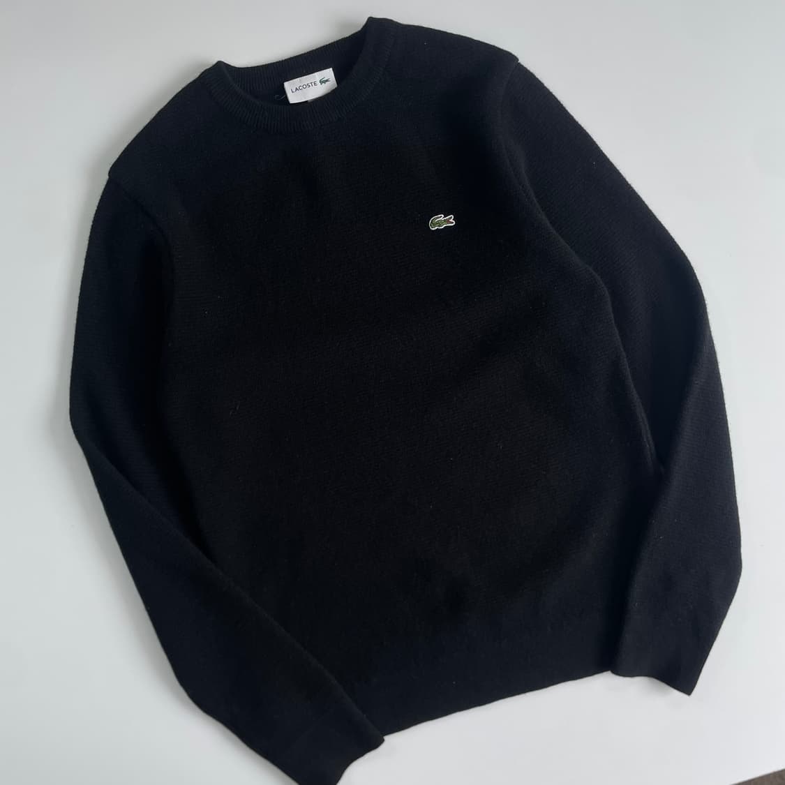 Lacoste  라코스테 신형 자수 블랙 울 라운드 니트 상품이미지2