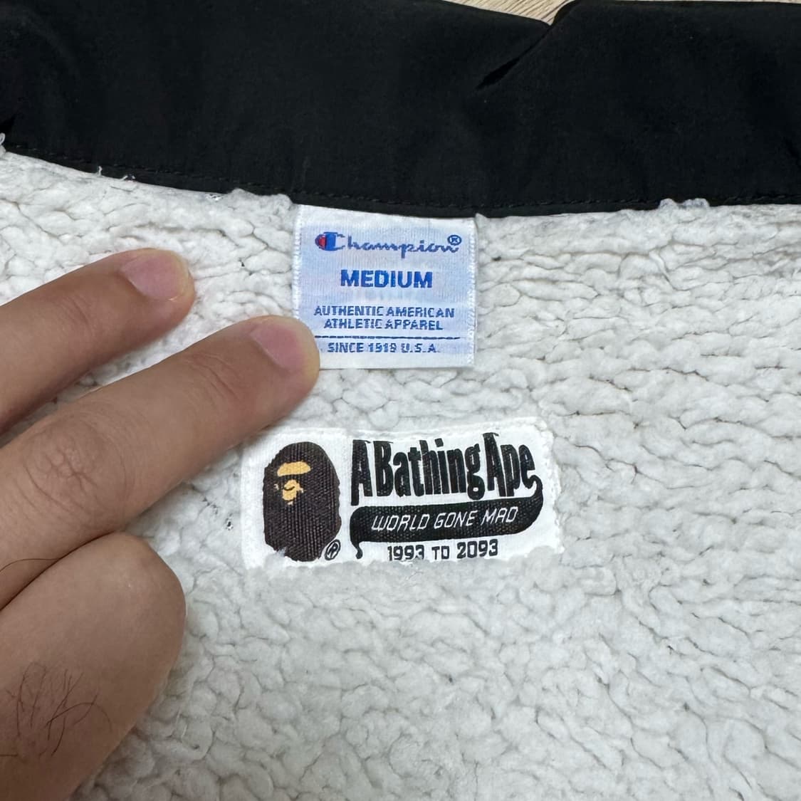 Bape 베이프 x 챔피온 스타디움 양털 쉐르파 코치 자켓 M 상품이미지6