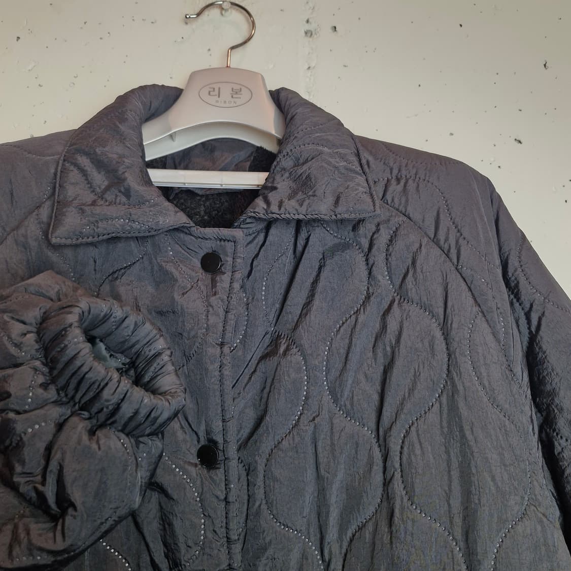 빅사이즈 오버핏 누빔 쉐르파 패딩  상품이미지2