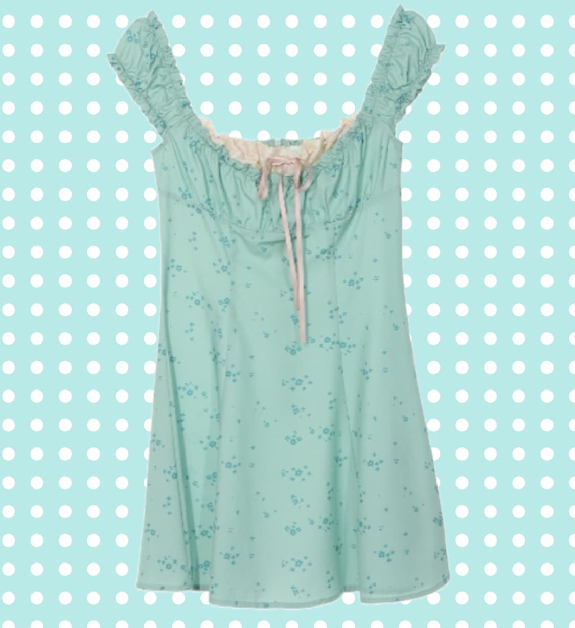 사이다 민트 플로럴 미니 원피스   상품이미지1