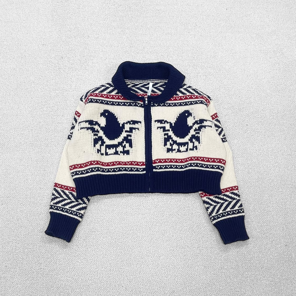 G&G 아메리칸 빈티지 노르딕 코위찬 크롭 니트집업 상품이미지2