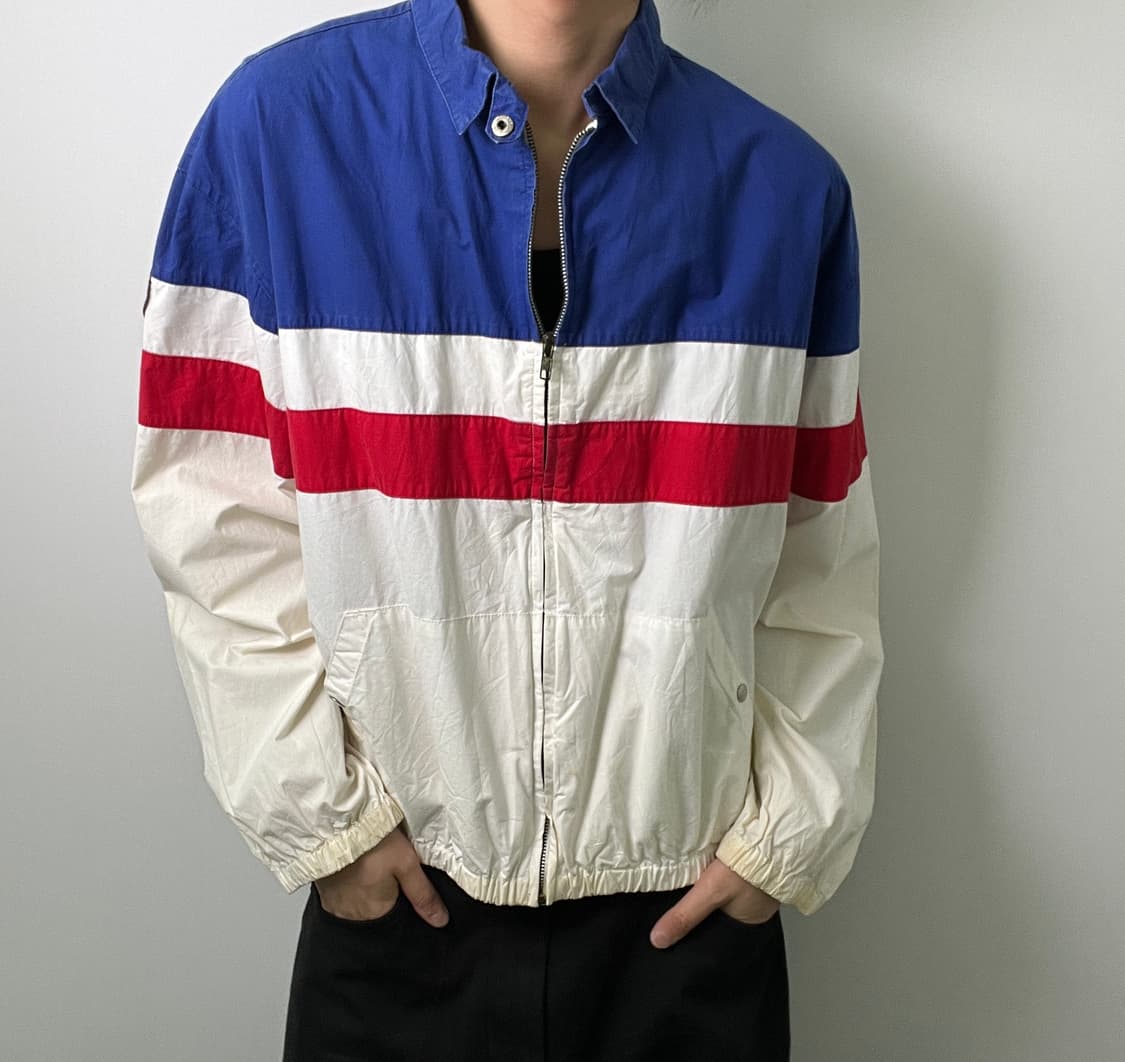90's 폴로 랄프로렌 빈티지 트리컬러 블록 블루종 자켓 L 상품이미지1