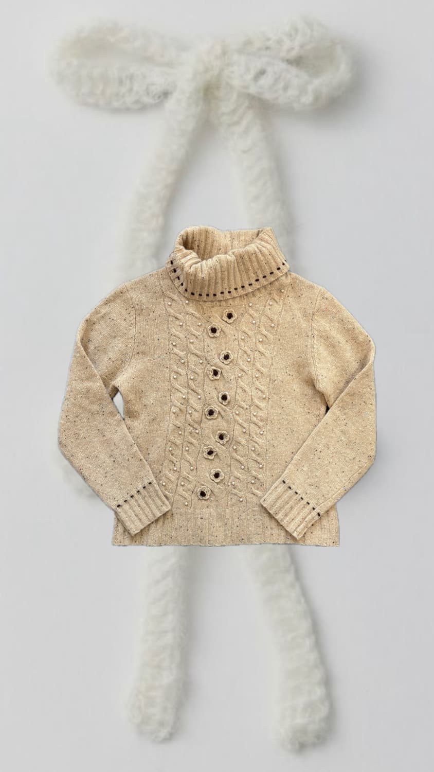 오트밀 플라워 폴라니트 상품이미지1