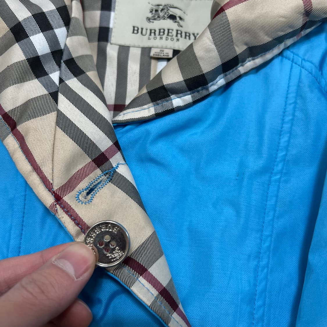 버버리 런던 키즈 노바체크 안감 후드 트렌치코트 [스카이 블루] S 상품이미지5