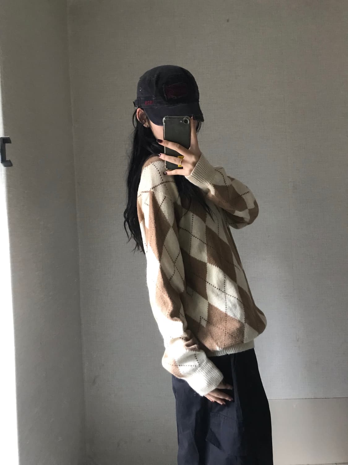 폴로 아가일 오버핏 니트 상품이미지4