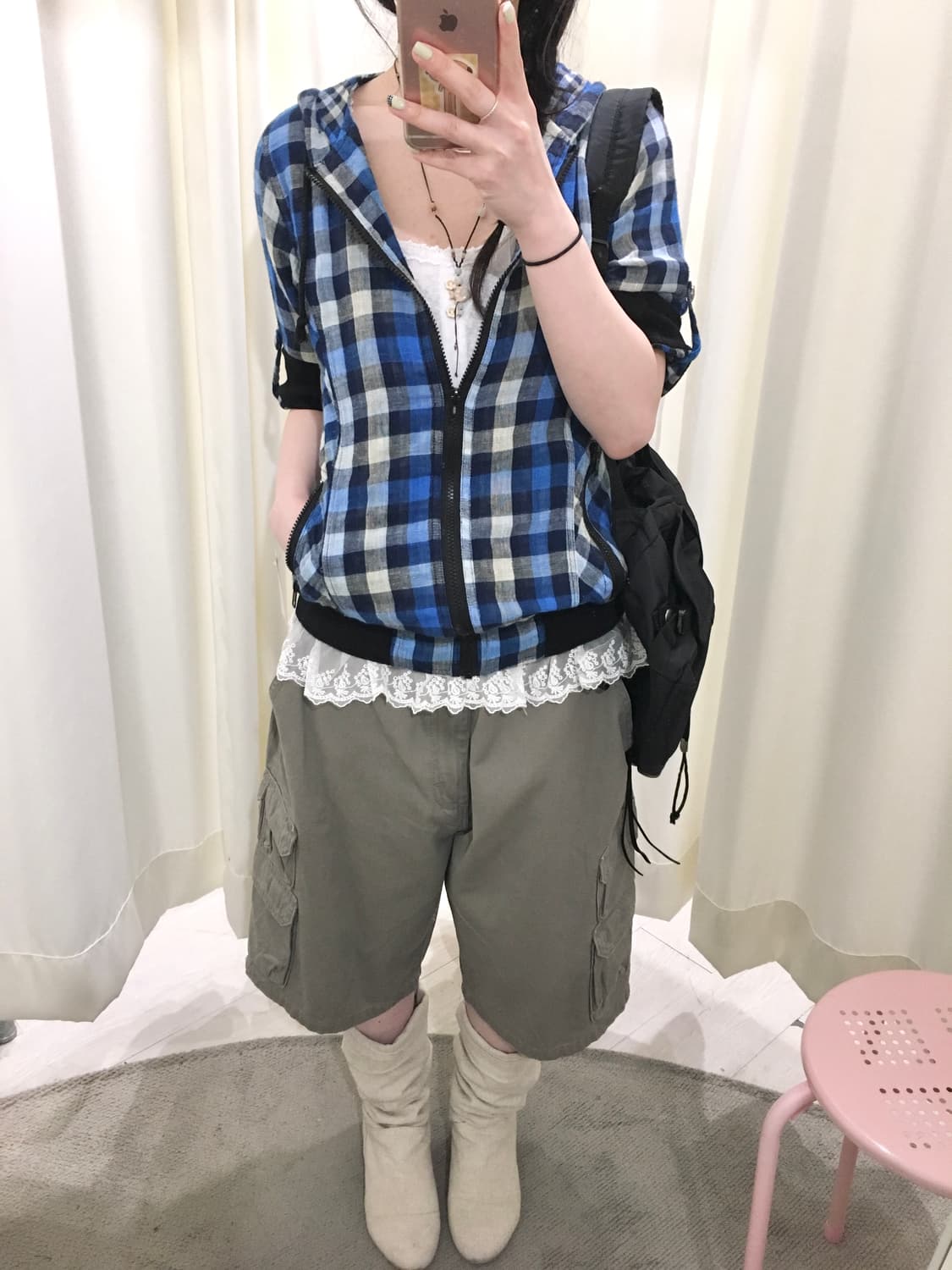 hagumi check hoodie zip up 상품이미지7