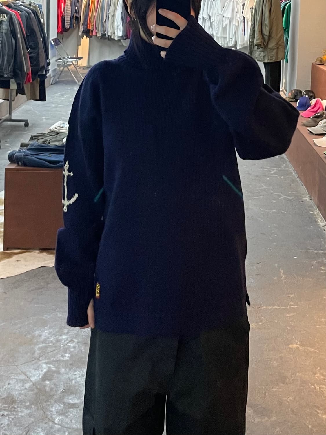 건지울른스 터틀넥 네이비 피셔맨 스웨터 H2117 상품이미지1