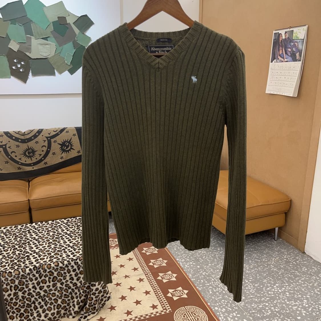 아베크롬비 빈티지 캐주얼 여리핏 딥말차카키 니트 M C09550 상품이미지3