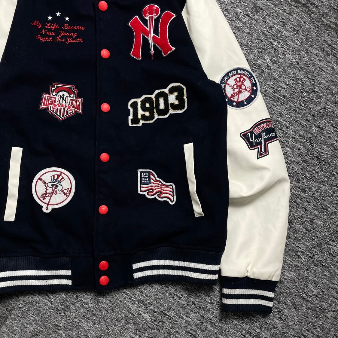 MLB 뉴욕 양키스 멀티 패치 로고 바시티 자켓y 1908 상품이미지3