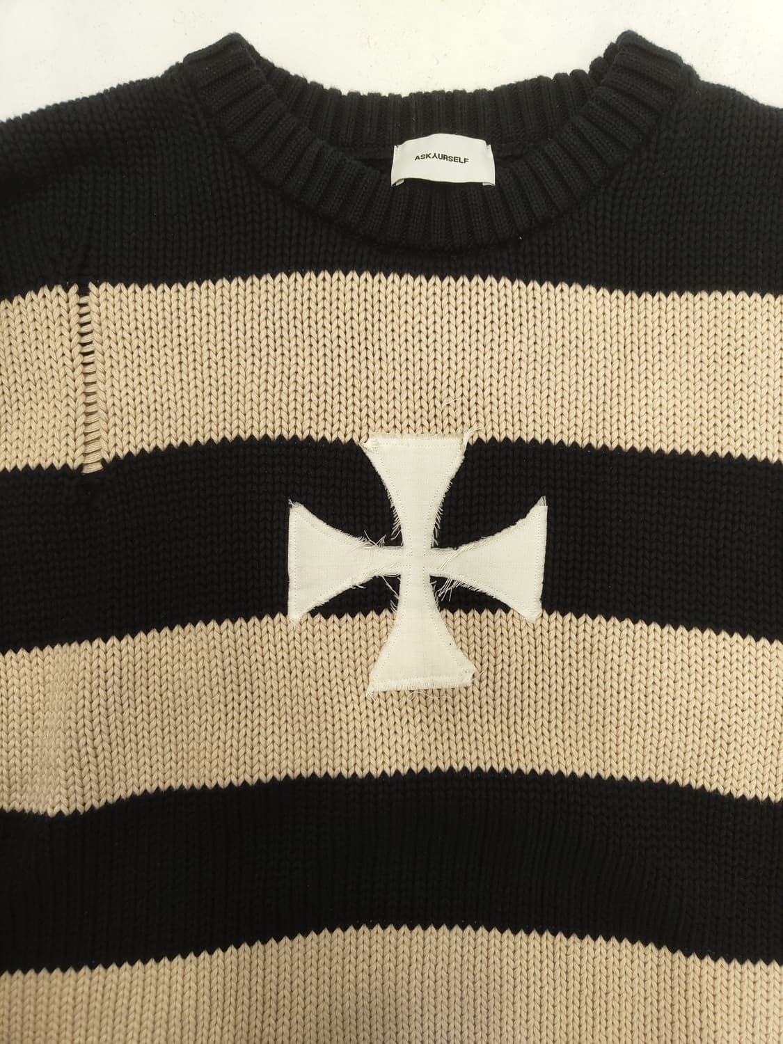 에스크유어셀프 스트라이프 크로스 코튼 니트 라지 상품이미지2