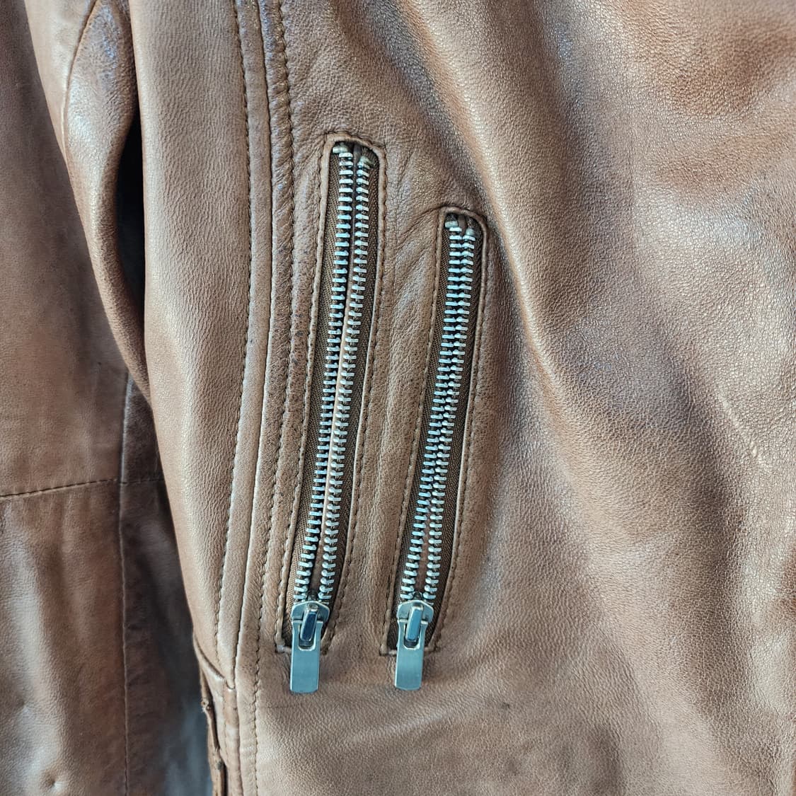 망고 가죽 라이더 자켓 브라운 상품이미지2