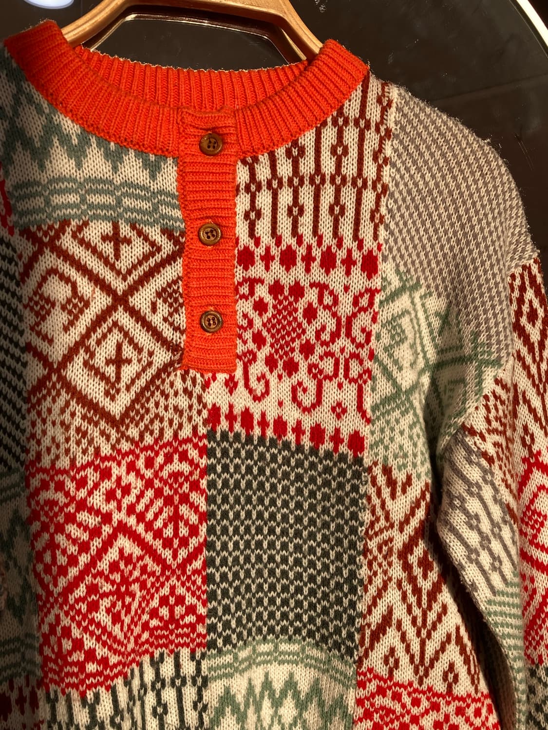 노르딕 오렌지 패턴 니트 상품이미지3