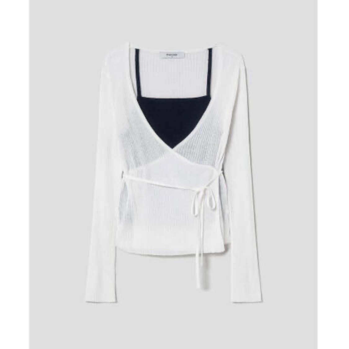 (새제품) 에잇세컨즈 슬리브리스 레이어드 니트 아이보리 상품이미지1