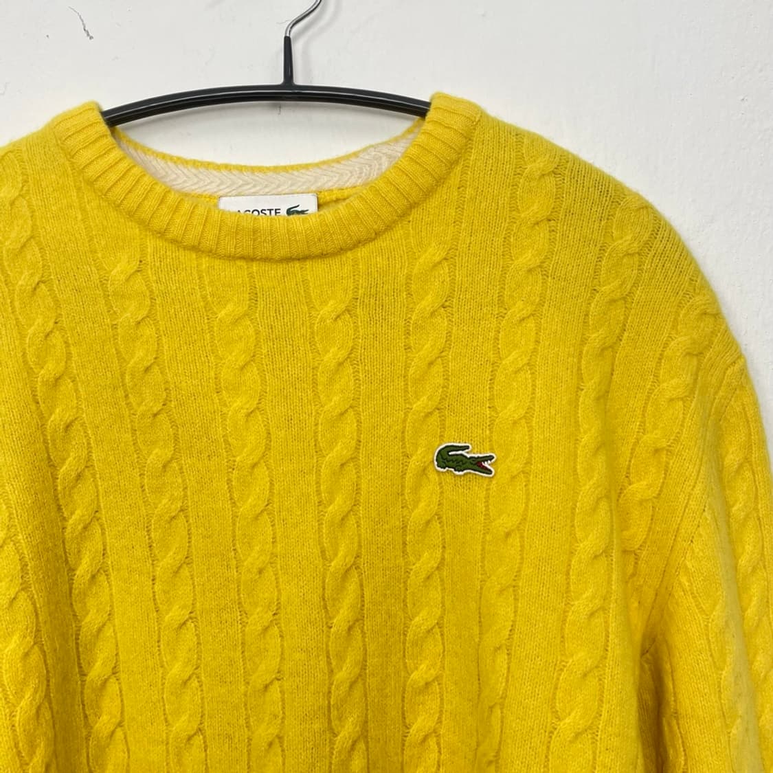 라코스테 LACOSTE 옐로우 꽈배기 라운드넥 니트 4 상품이미지4