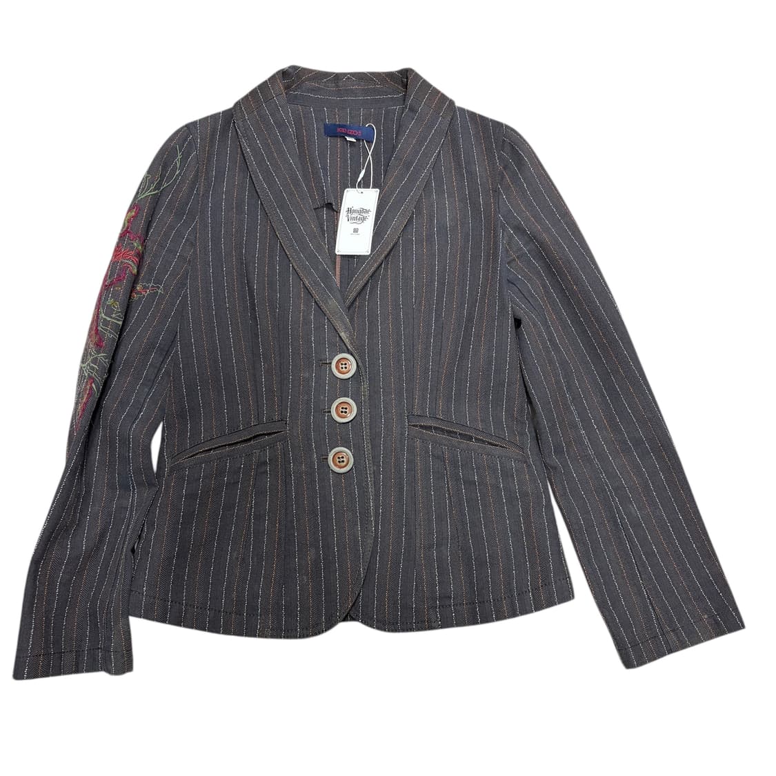 겐조 쓰리 버튼 스트라이프 플라워 자수 블레이저 자켓 상품이미지1
