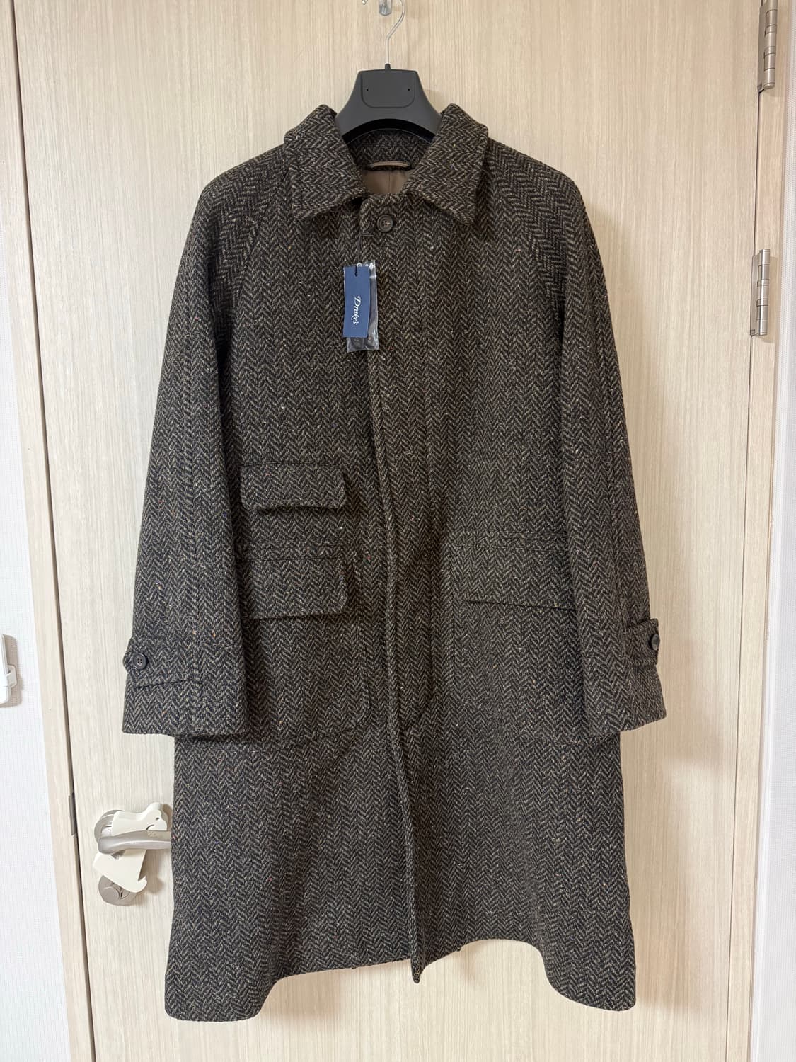 [40] 드레익스 헤링본 도네갈 울 래글런 코트 브라운 상품이미지1