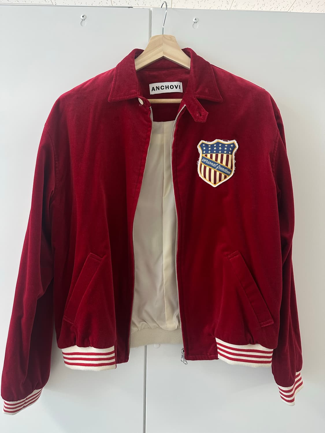 엔초비 수베니어 벨벳 봄버 자켓 레드 M (새상품) 상품이미지7