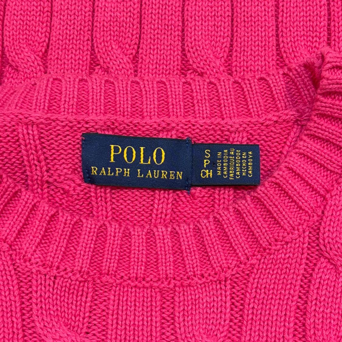 S 폴로랄프로렌 여성용 핑크 케이블 반팔 니트  상품이미지4