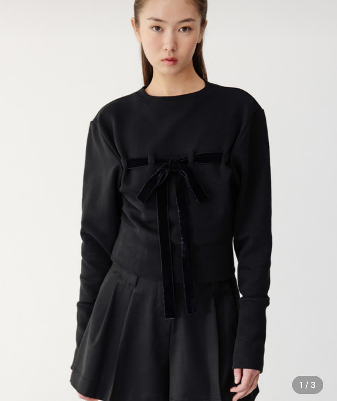 더티스 리본 맨투맨 블랙 상품이미지1