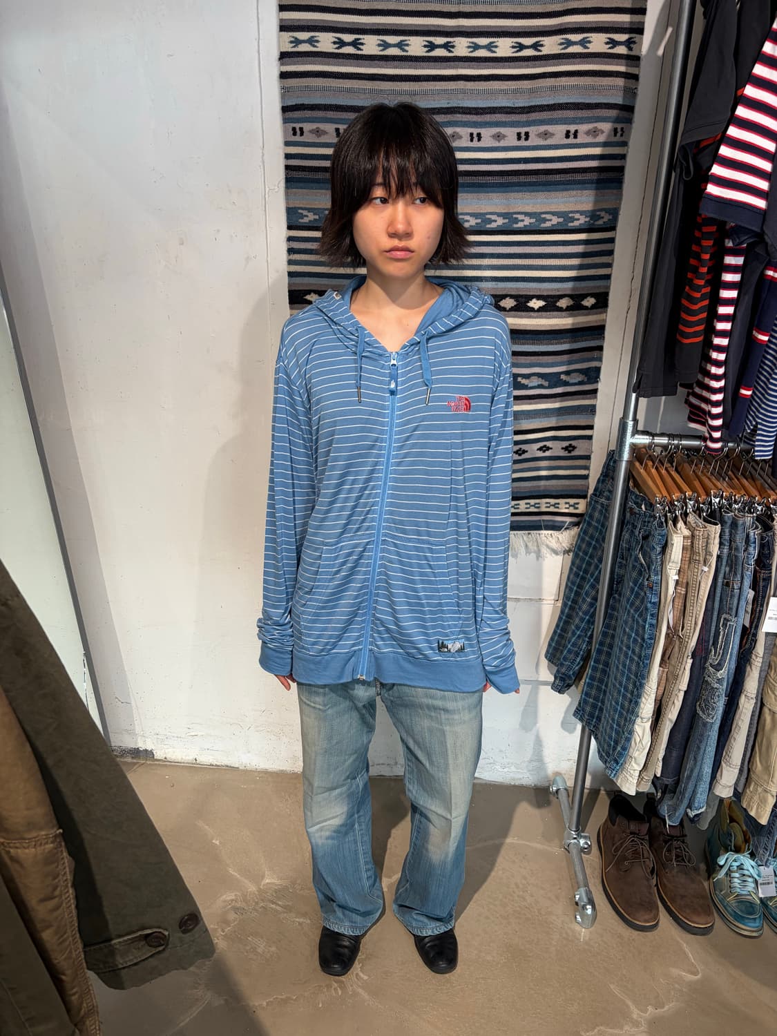 The North Face 스트라이프 후드 집업 L 상품이미지2