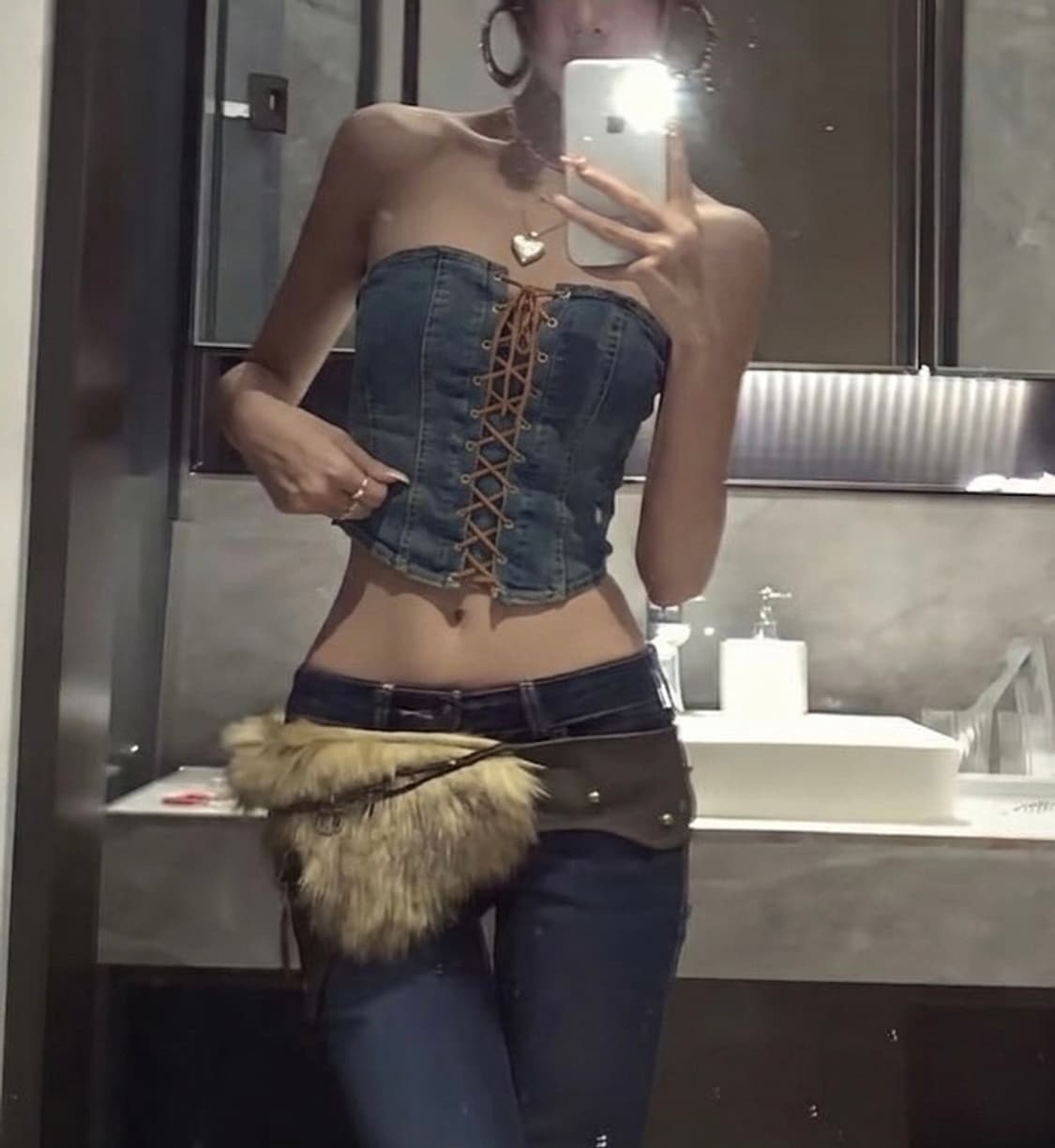 크로쉐 청 튜브탑 y2k 상품이미지1