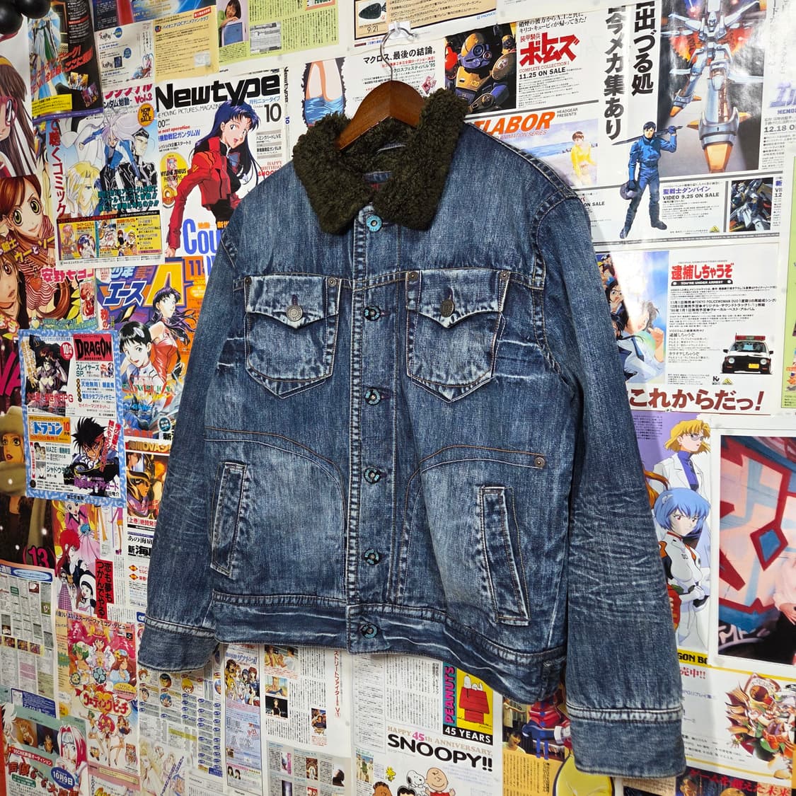 빈티지 중청 워싱 스티치 쉐르파 데님 자켓 상품이미지2