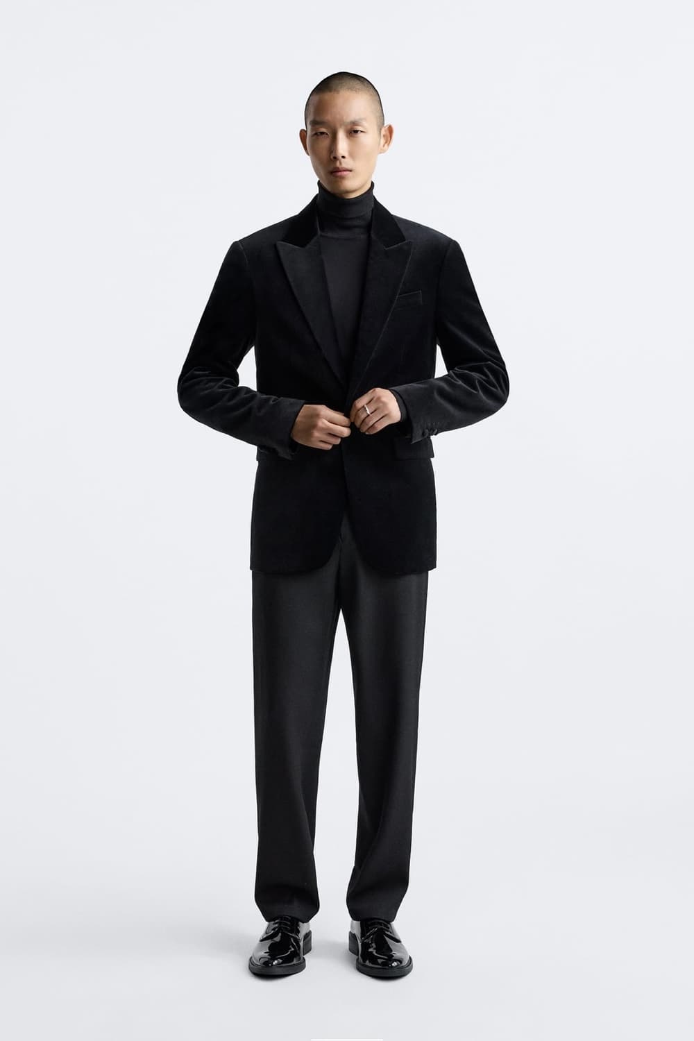 (ZARA) 벨벳 블레이저 블랙 (XL) 상품이미지4