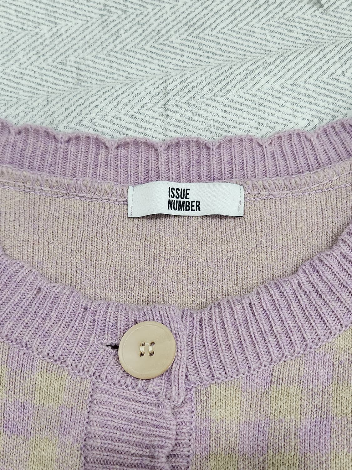 [F] 이슈넘버 세미크롭 울 체크 가디건 여성 프리사이즈 상품이미지5