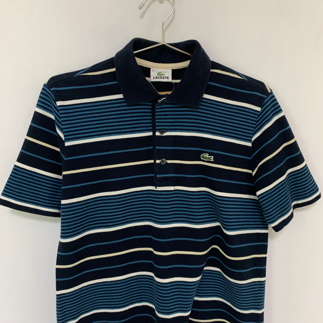 라코스테 스트라이프 반팔 카라티셔츠 폴로티 남녀공용 상품이미지3