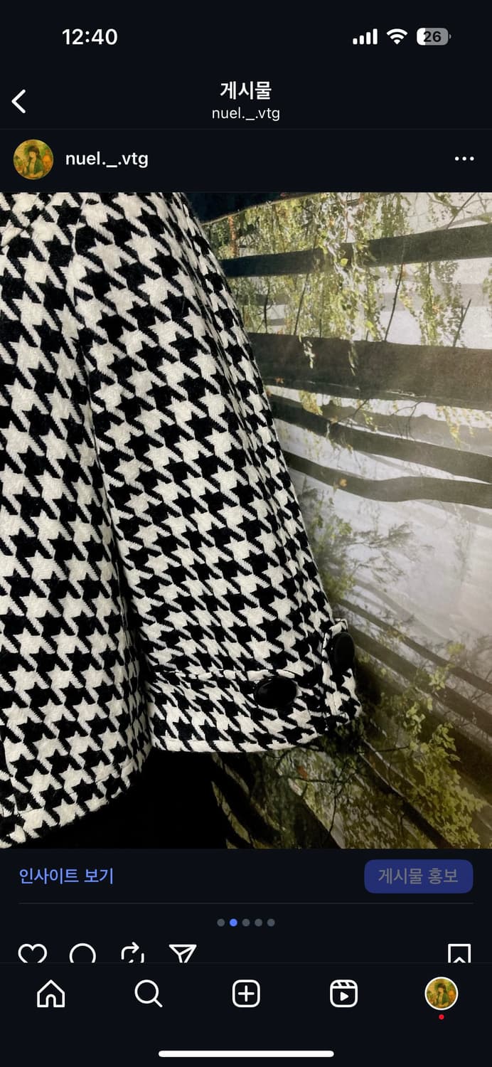 빈티지 하운드 체크 반코트 라운드넥 상품이미지2