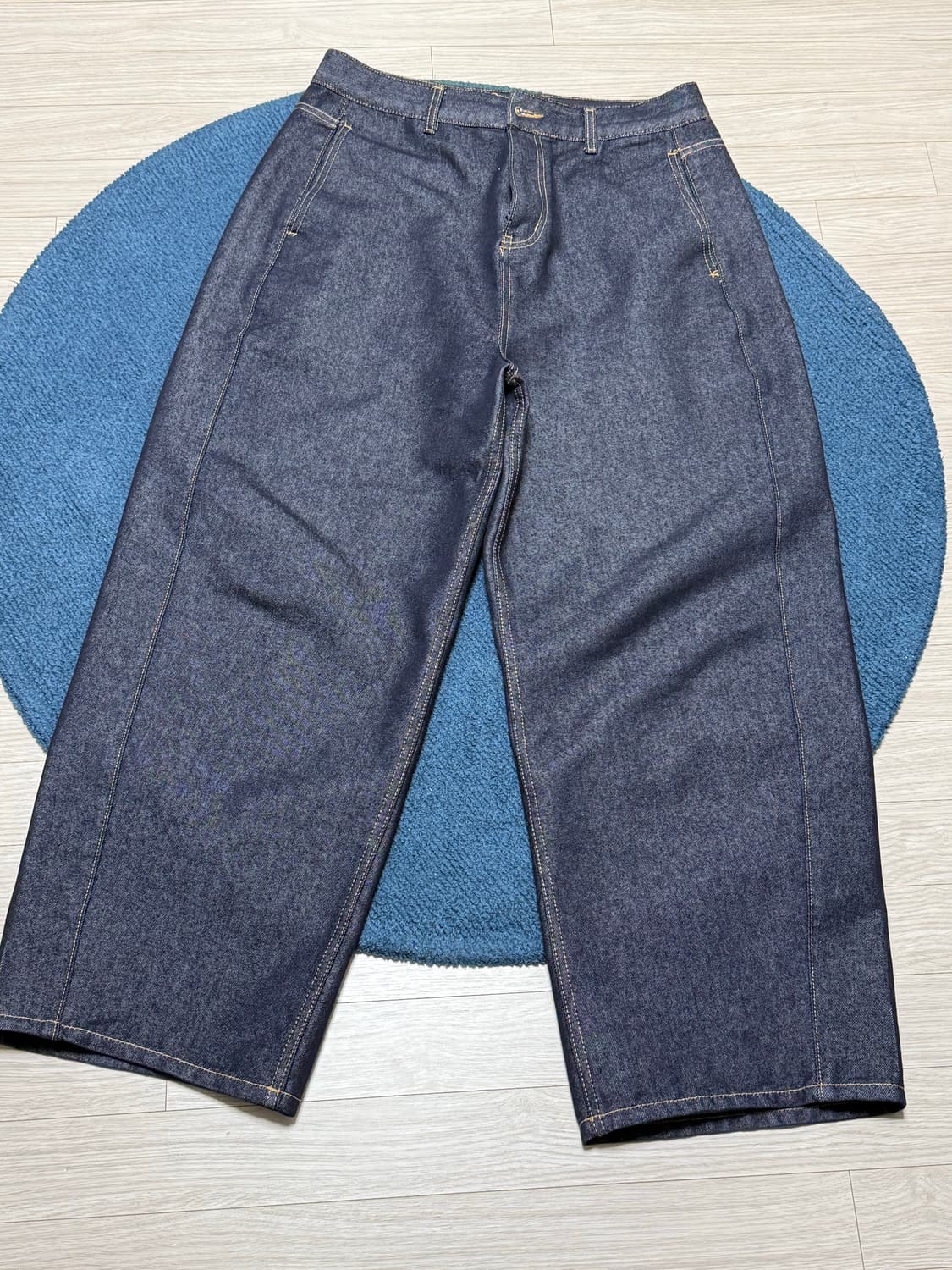 [L] 노이즈 워시드 딥 커브드 데님 팬츠 인디고 상품이미지2