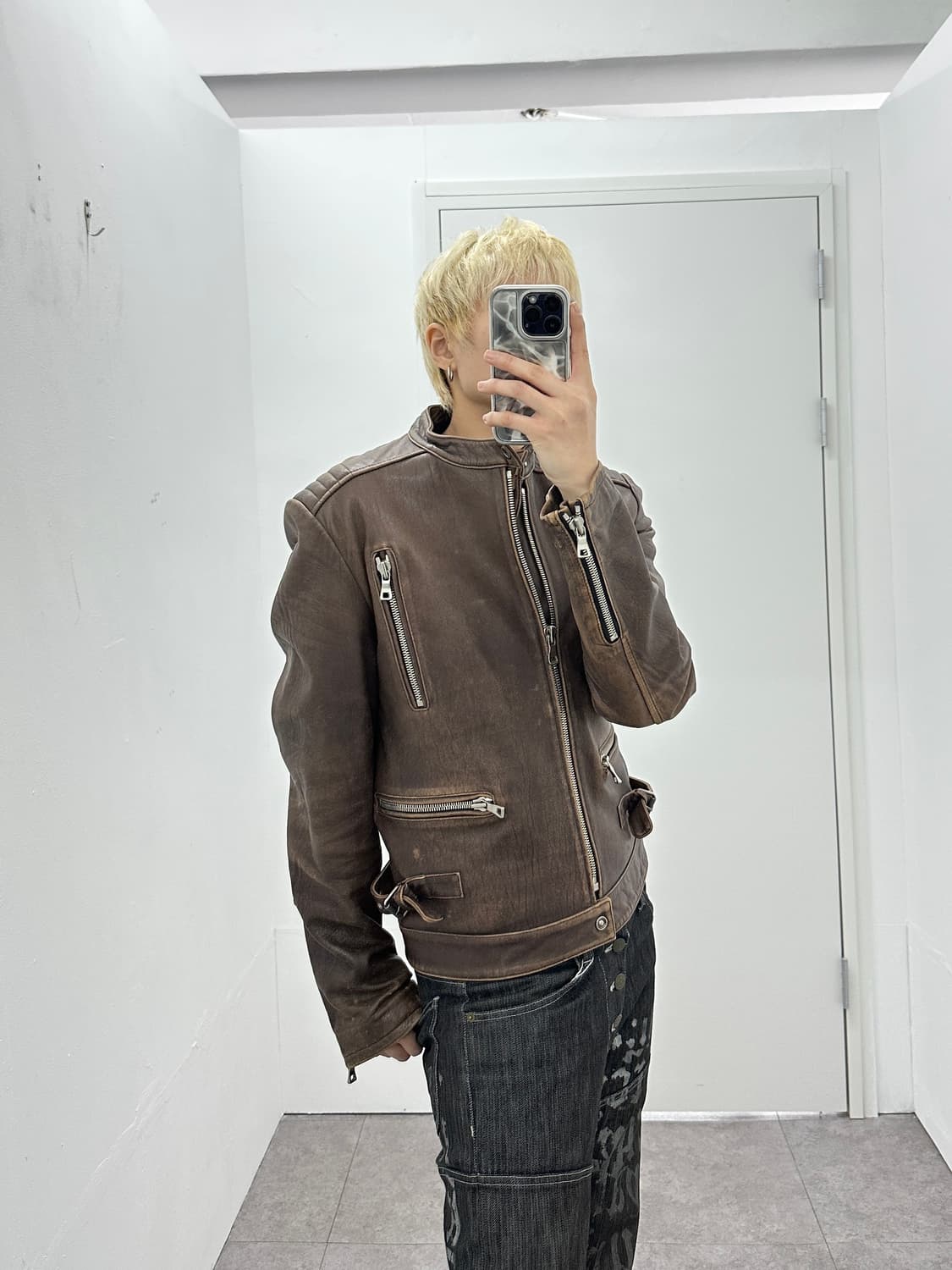 ITALY leather sheepskin motor jacket 상품이미지1