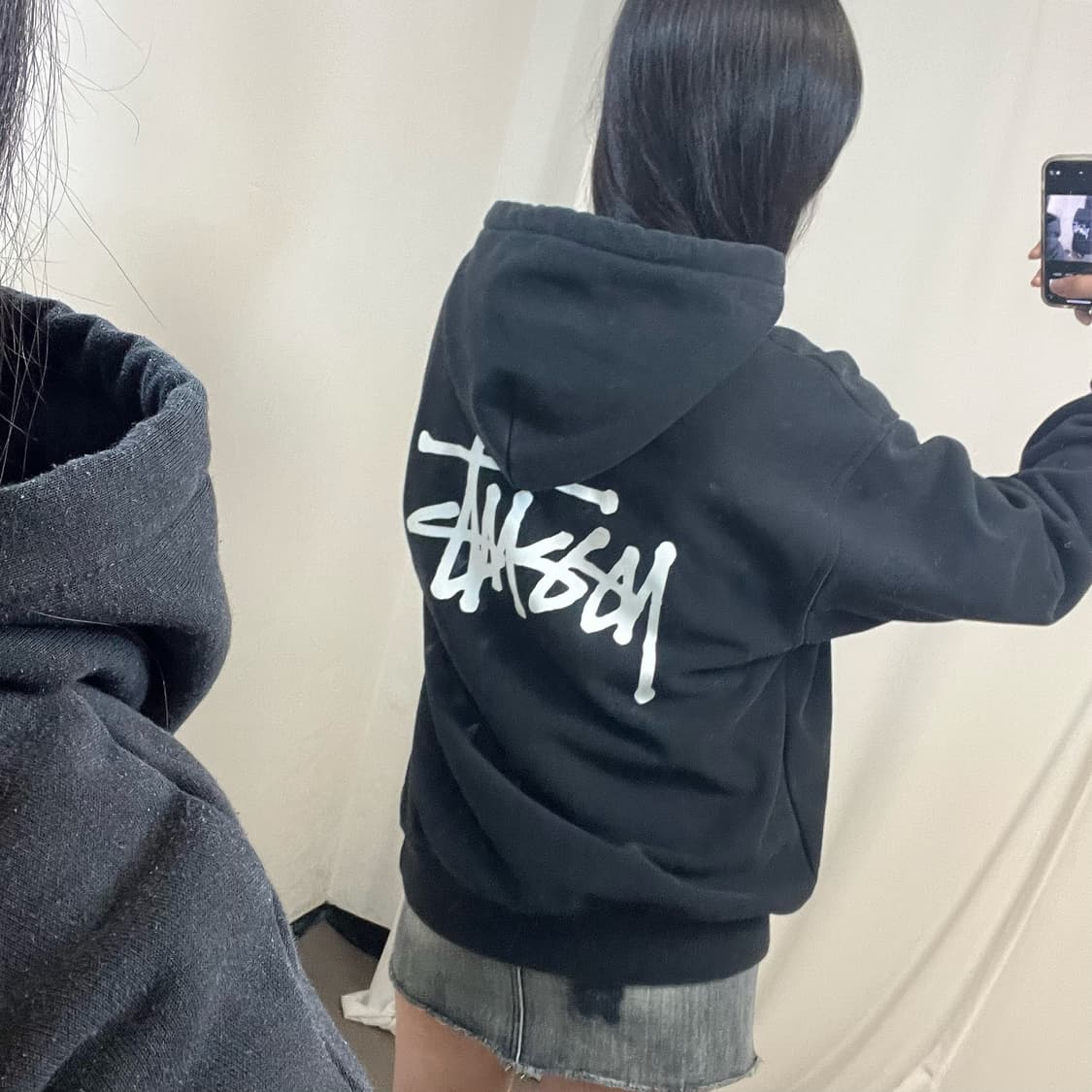 Stussy stock logo black hoodie 상품이미지4