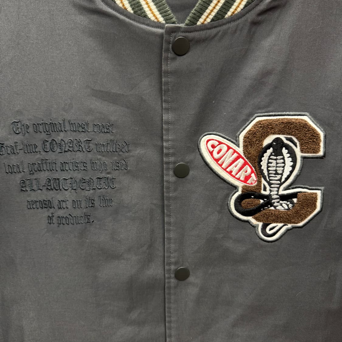 00s USA VINTAGE 바시티 자켓 후면 빅패치 포인트 차콜 상품이미지5