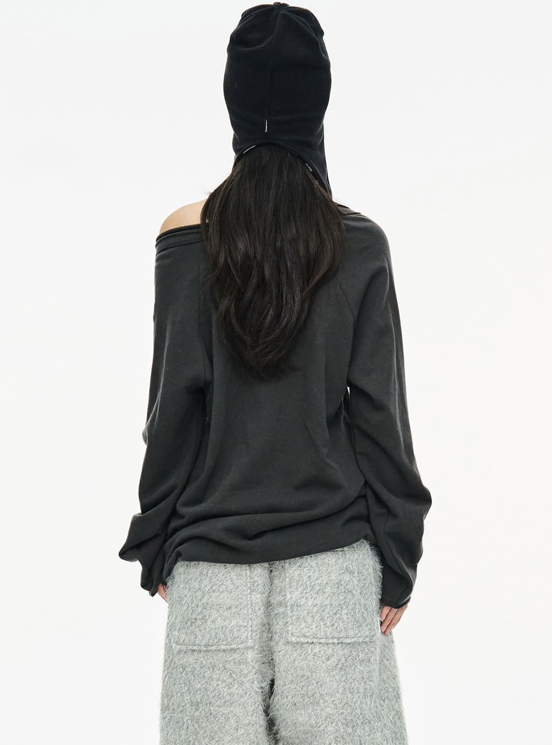 cerric round hem string top charcoal 상품이미지2