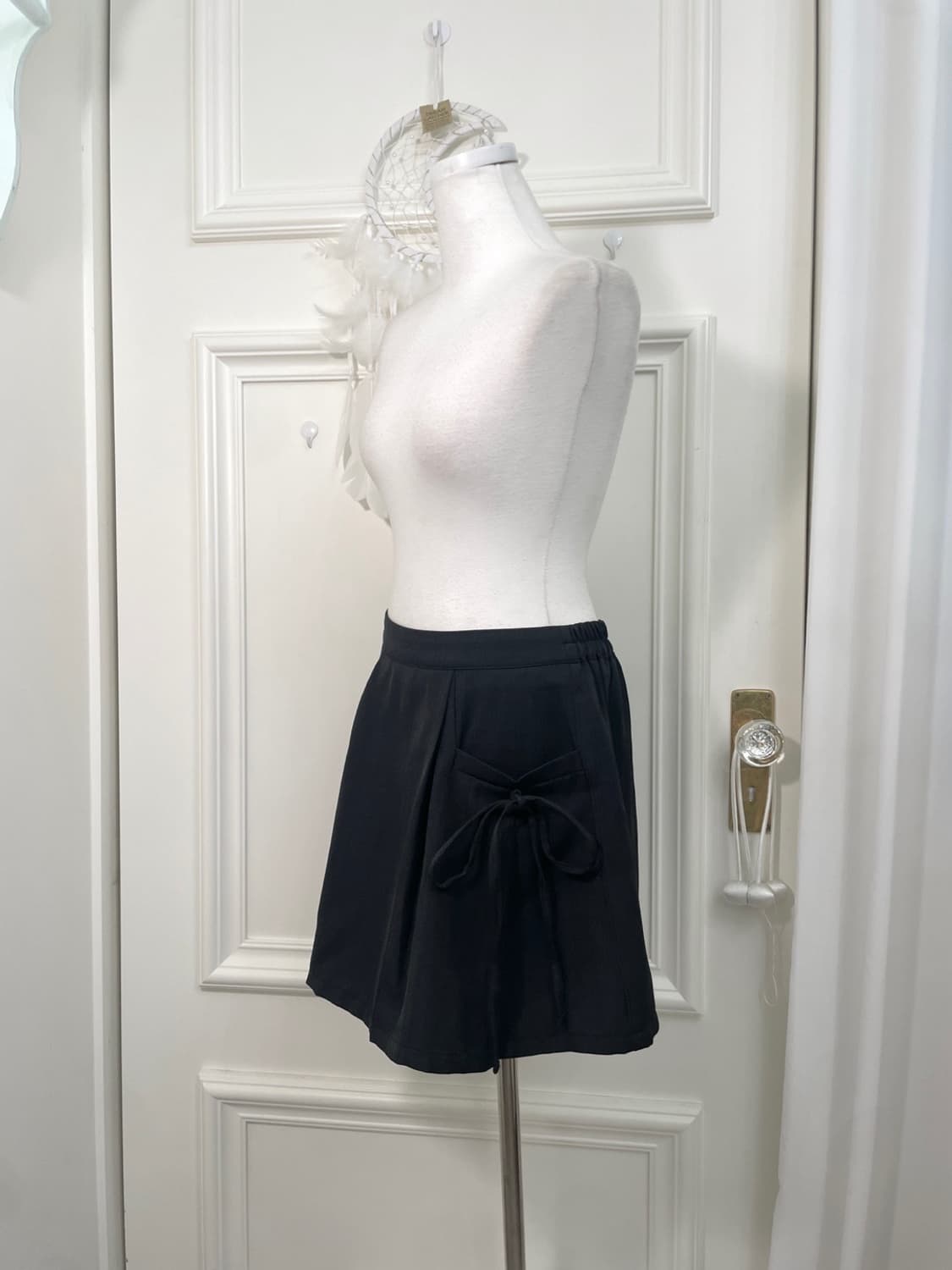 black bow pleats banding mini skirt 상품이미지2