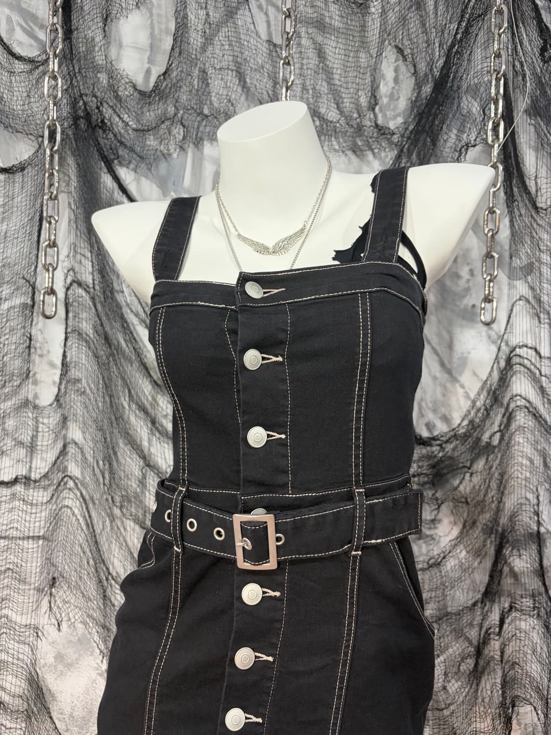 Y2K stitch belt one-piece 상품이미지4