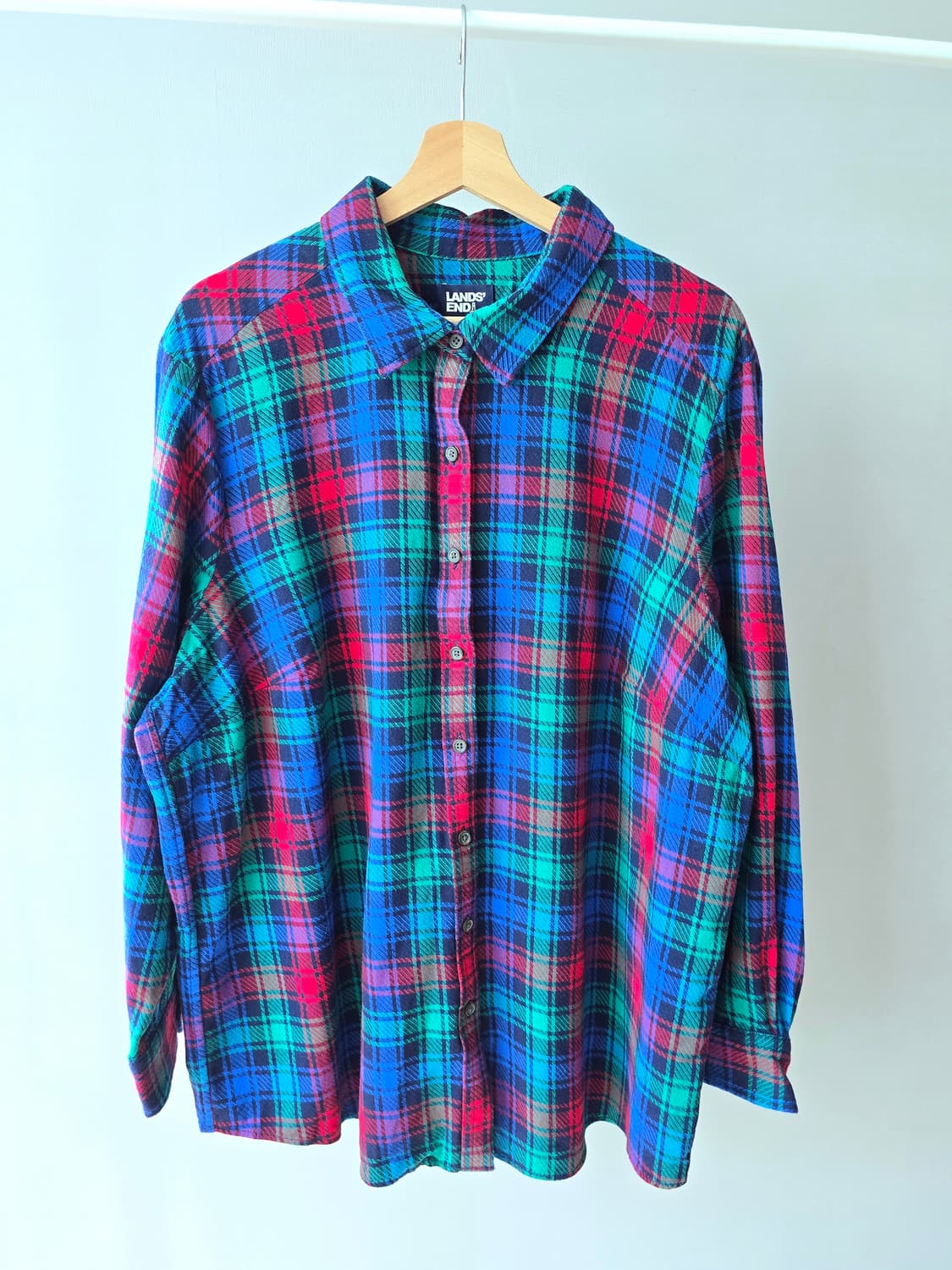 LANDS' END 오버핏 플란넬 체크 셔츠 상품이미지1